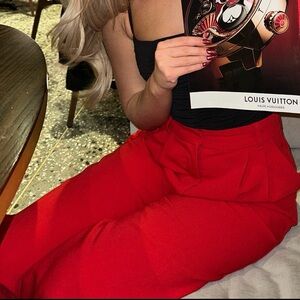 Abercrombie & Fitch Red Wide Leg Pants Trouser Pants